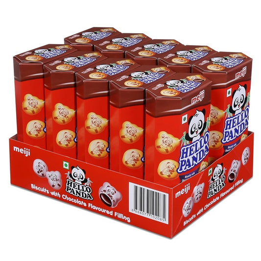 Meiji Hello Panda Biscuits With Chocolate Flavoured Filling (Pack of 10)