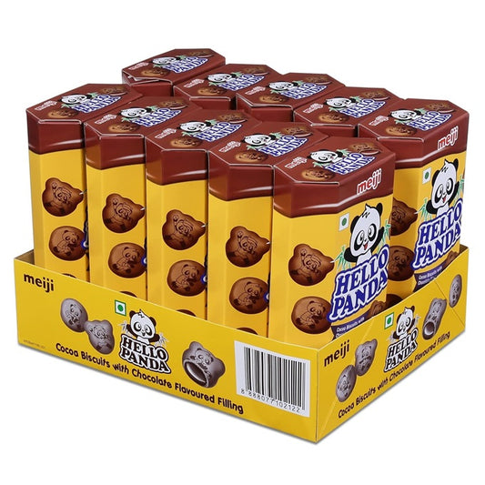 Meiji Hello Panda Biscuits Double Chocolate Flavoured Filling (Pack of 10)