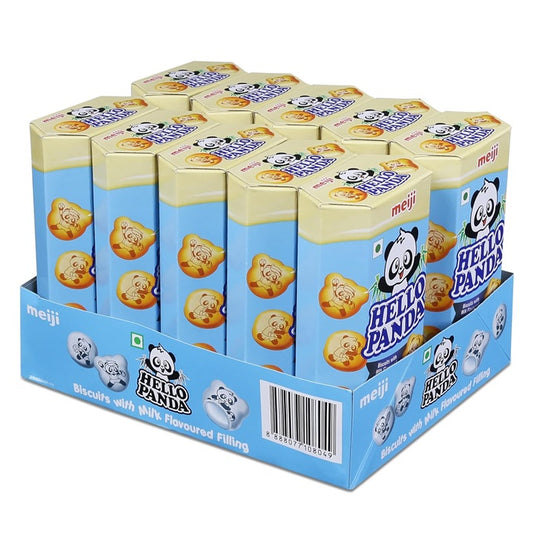 Meiji Hello Panda Biscuits With Milk Flavoured Filling (Pack of 10)