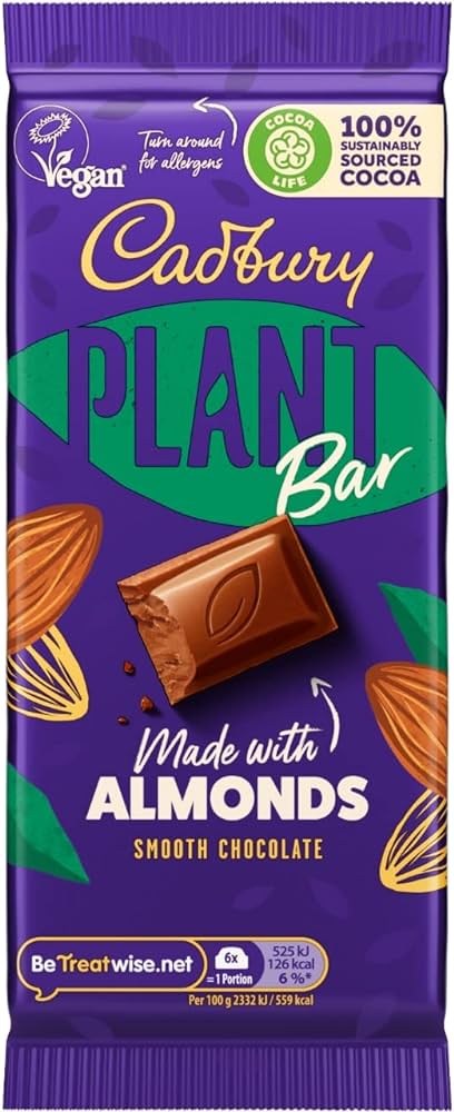 Cadbury Plant Bar Made With Almonds Smooth Chocolate, 90g