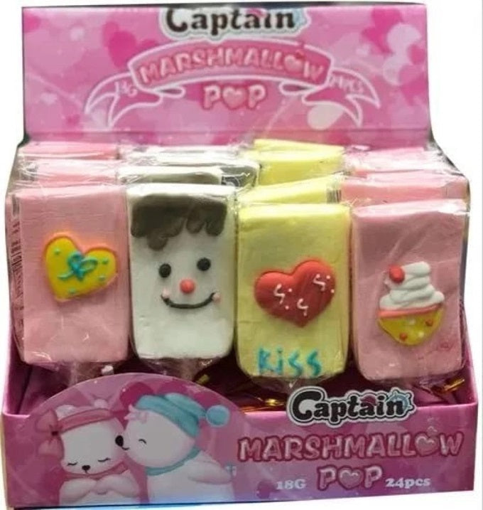 Captain Marshmallow Pop Candy 18g (24 Pack)