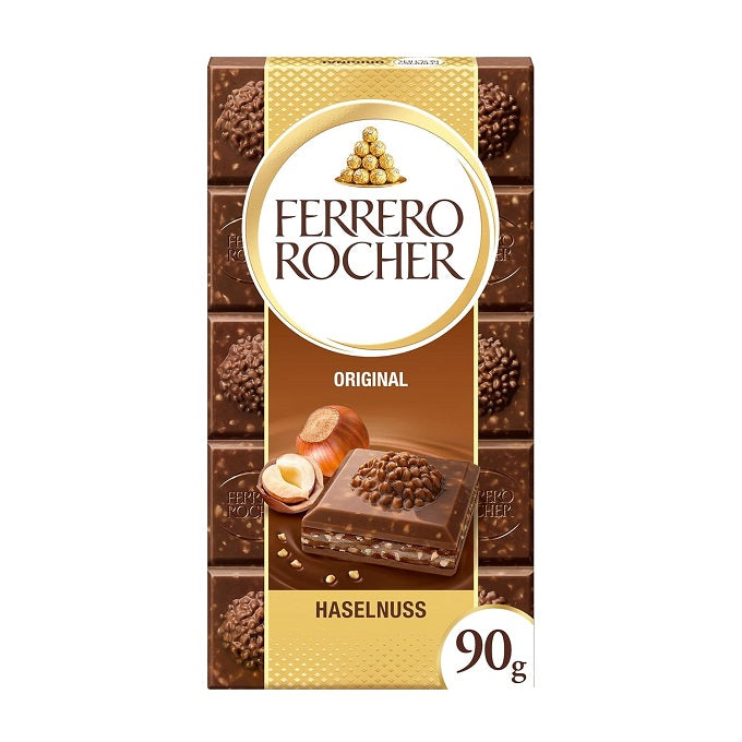 Ferrero Rocher Original Milk Chocolate With Hazelnut Bar 90g