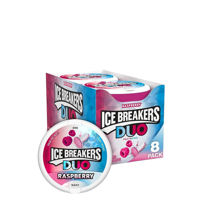 Ice Breakers Duo Fruit + Cool Mints, Raspberry, 36g (8 Pack)