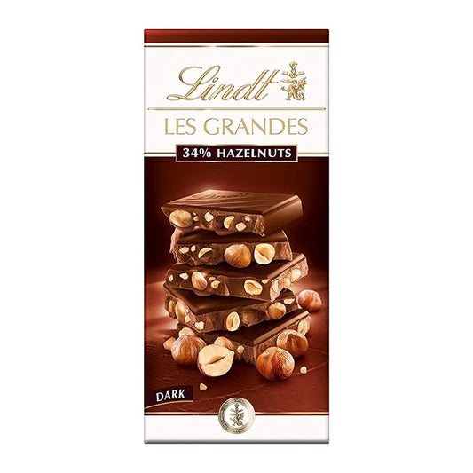 Lindt Les Grandes 34% Hazelnut Dark Chocolate, 150g