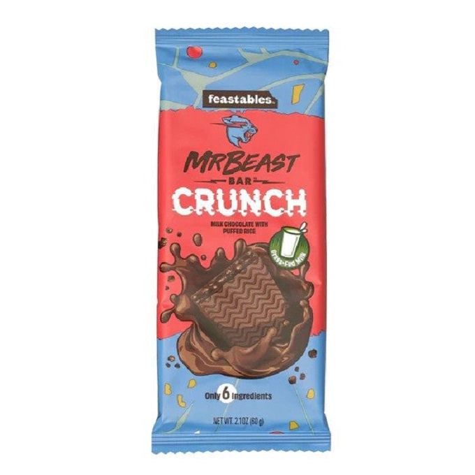 Mr. Beast Feastables Milk Chocolate With Puffed Rice Crunch Bars 60g