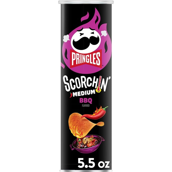 Pringles Scorchin' BBQ Flavored Potato Crisps Chips 158gm