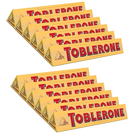 Toblerone Milk Chocolate with Honey and Almond Nougat 100gm - 12 Pack