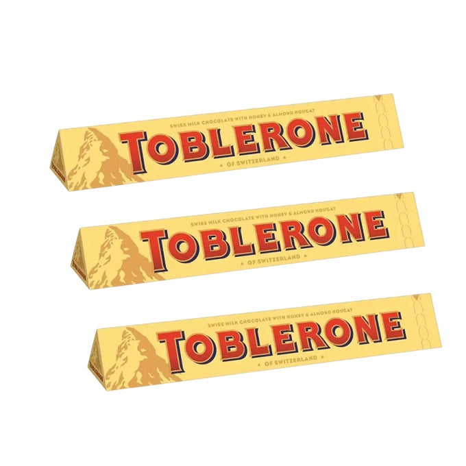 Toblerone Milk Chocolate with Honey and Almond Nougat 100gm - 3 Pack