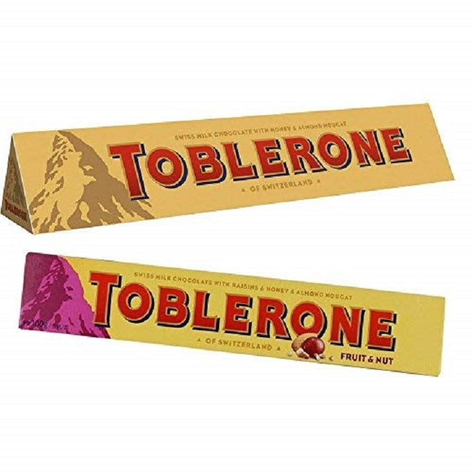 Toblerone Milk and Fruit N Nut Chocolate 100gm Pack of 2