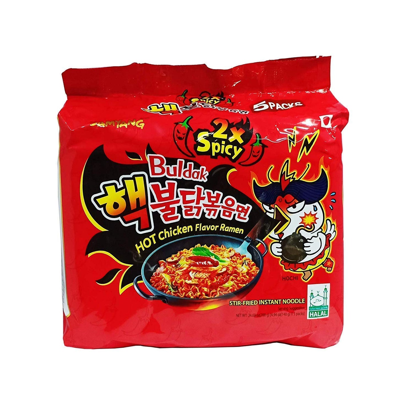 Samyang Hot Chicken Ramen 2X Spicy Buldak Noodles 5 X 140g