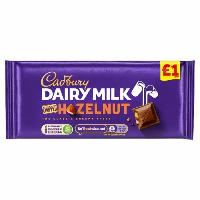 Cadbury Dairy Milk Chopped Hazelnut Chocolate 95gm (UK)