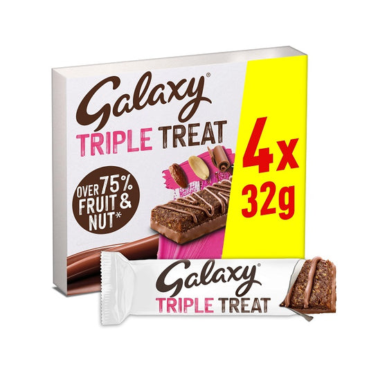 Galaxy Triple Treat Fruit & Nut Chocolate Bars 4 x 32g