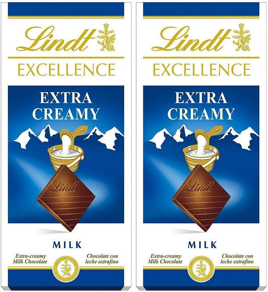 Lindt Excellence Extra Creamy Milk Chocolate 100g Imported (Pack of 2)