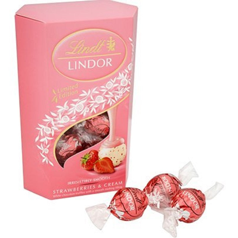 Lindt Lindor Strawberry & Cream Chocolate Truffle 200g Imported