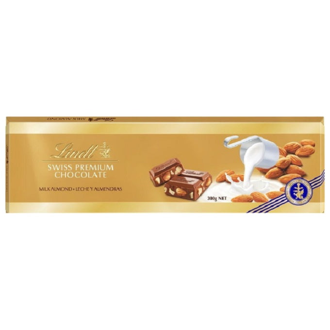 Lindt Swiss Premium Milk Chocolate with Almonds Bar 300gm