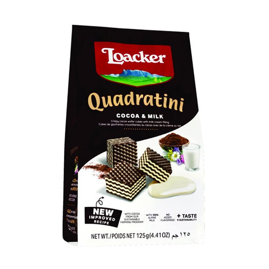 Loacker Quadratini Cocoa & Milk 125gm