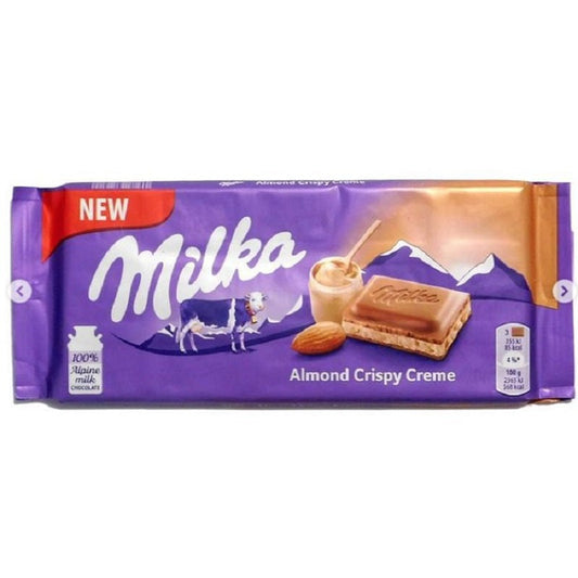 Milka Almond Crispy Creme Milk Chocolate 100g Imported