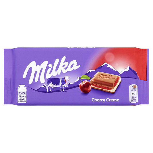 Milka Cherry Creme Chocolate 100g Imported