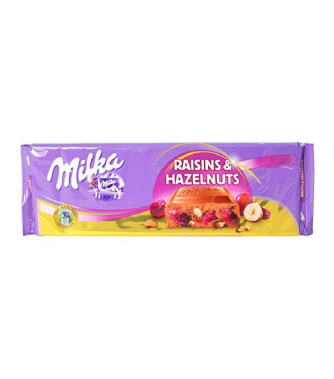 Milka Raisins & Hazelnuts Chocolate Bar, 270g Imported