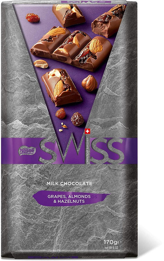 Nestle Swiss Milk Raisin Hazelnut Almond Bar 170gm