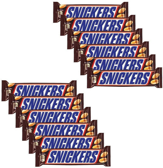 Snickers Peanut Filled Chocolates 45g Bar (Pack of 12) imported