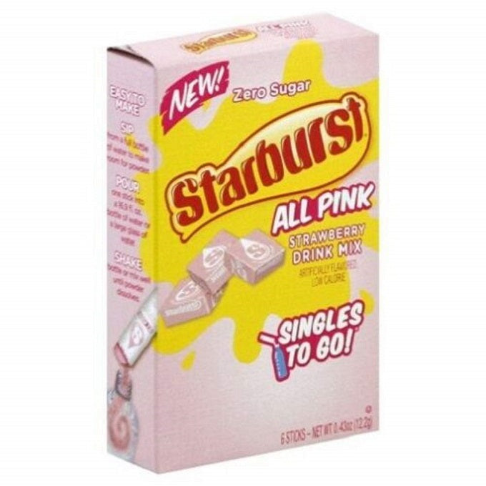 Starburst All Pink Strawberry Flavor Drink Mix 6 Sticks