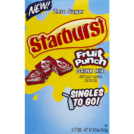 Starburst Zero Sugar Drink Mix -Fruit Punch 6 Sticks