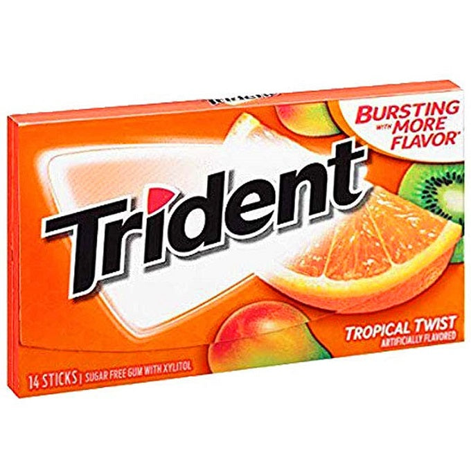 Trident Tropical Twist Sugar Free Chewing Gum, 14 Sticks