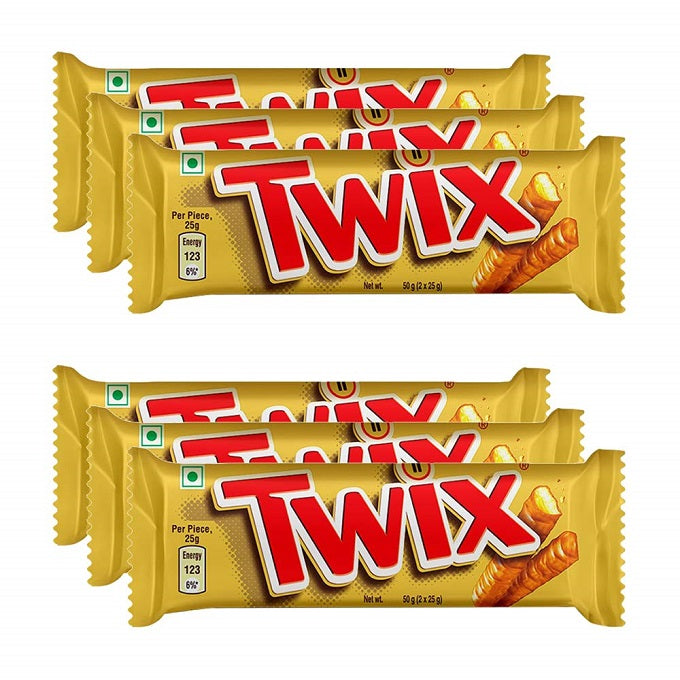 Twix Caramel Cookie Chocolates 50gm - Pack of 6