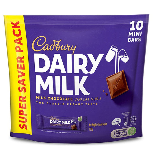 Cadbury Dairy Milk Chocolate Doybag 10 Mini Bars 150g